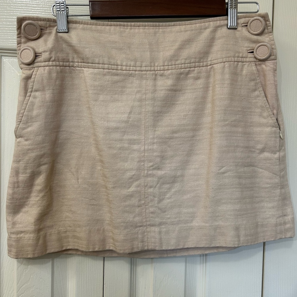 Banana Republic Cream Mini Skirt with Button Accents